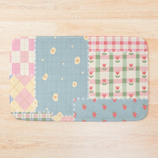 Item preview, Colorful Cozy Patchwork Quilt Plaid, Fruit & Floral Patterns with Stitch Details  designed and sold by WonderweissStudio.