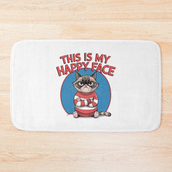 Item preview, This is my Happy Face, Cat, Angry, feline, funnyfits70, Humor, Funny, retro, vintages, funny quotes, animal humor, designed and sold by FunnyFits70.