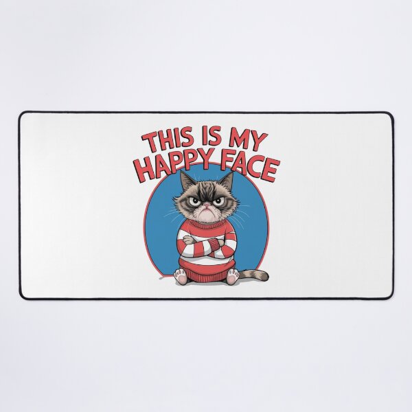 Item preview, This is my Happy Face, Cat, Angry, feline, funnyfits70, Humor, Funny, retro, vintages, funny quotes, animal humor, designed and sold by FunnyFits70.