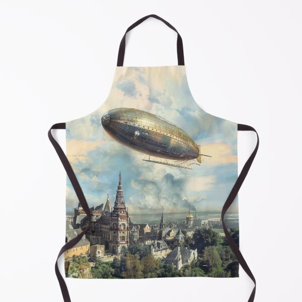 Item preview, Steampunk zeppelin flying over a city designed and sold by Made-by-Gus.