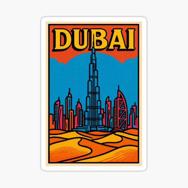 Item preview, Retro Futuristic Dubai Travel Poster | Digital Pop Art Skyline | Vibrant Middle East Cityscape | Dubai Travel Wall Art | Urban Desert Retro Style designed and sold by PaintedPixels01.