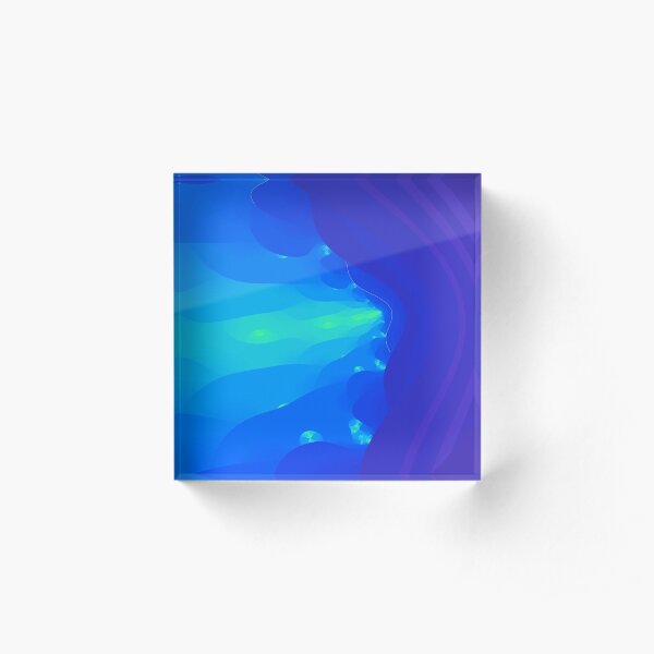 Fractal Breath the Blue Sea Design at Green Bee Mee Acrylic Block