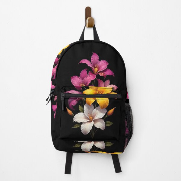 Item preview, Hand painted orchids lilies black background botanical art designed and sold by amithachapa.