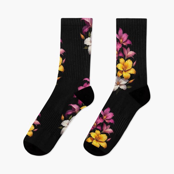 Item preview, Hand painted orchids lilies black background botanical art designed and sold by amithachapa.