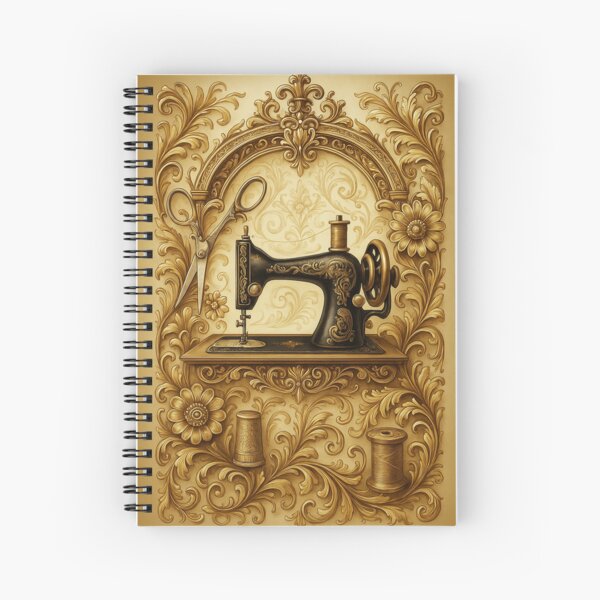 Item preview, Gold Ornate Sewing Machine – Elegant Stitcher’s Noteboo designed and sold by TLarkinSewing.