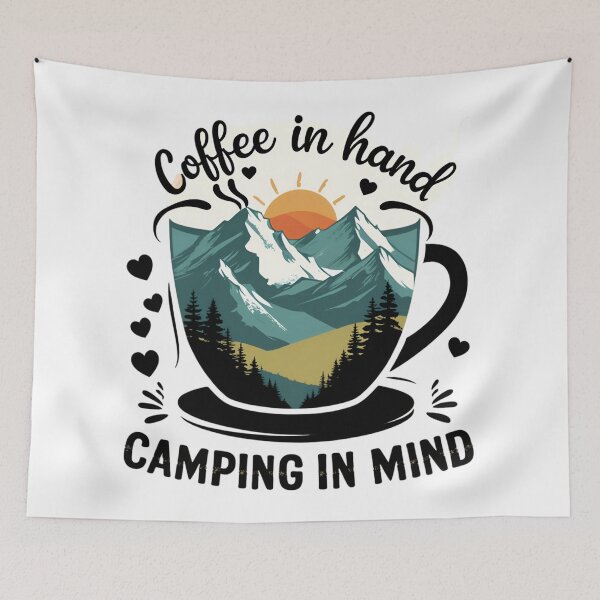 Item preview, Camping in Mind – Coffee Cup with Mountain Sunrise Scene designed and sold by GRITMOOD.
