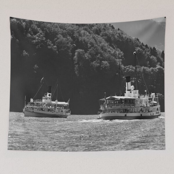 Item preview, Encounter on the lake – Two steamships cross designed and sold by beatbieri.ch.