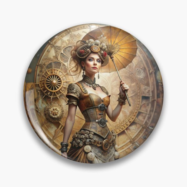 Item preview, Steampunk lady strolls through the station with an umbrella designed and sold by Made-by-Gus.