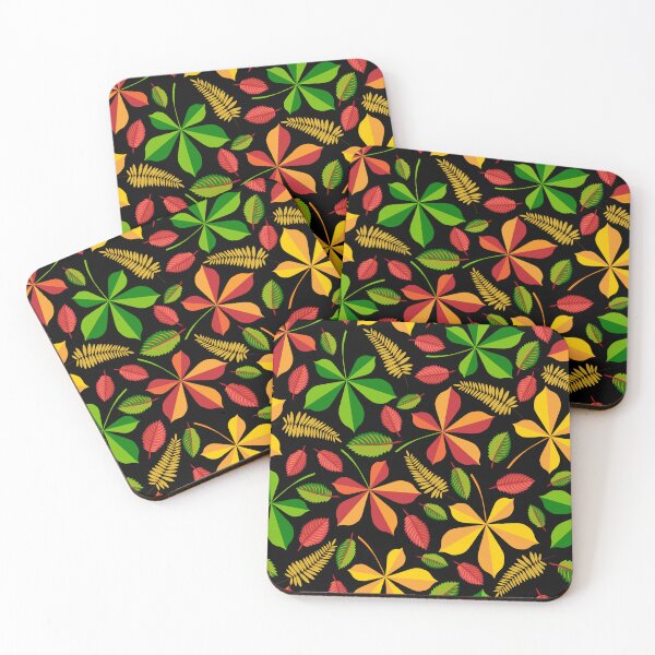 Item preview, Colorful autumn leaves, black background. Seamless floral pattern-141. designed and sold by Natalya Alexandrou.