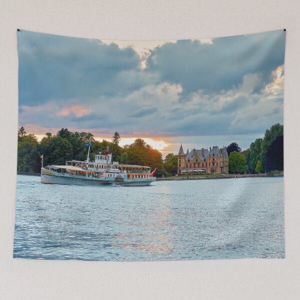 Item preview, DS Blümlisalp in the sunset in front of Schadau Castle designed and sold by beatbieri.ch.