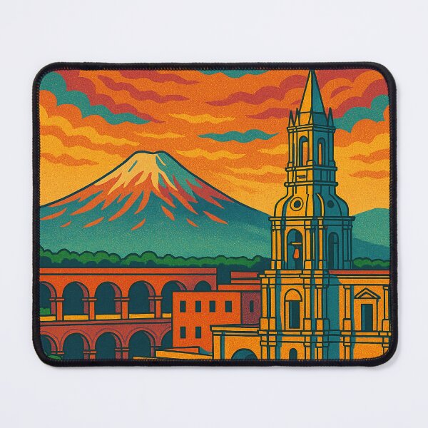 Item preview, Colorful Arequipa Peru Travel Poster | Retro Pop Art Cityscape | Vintage-Inspired Arequipa Wall Art | Digital Print of Historic South American Destination designed and sold by PaintedPixels01.