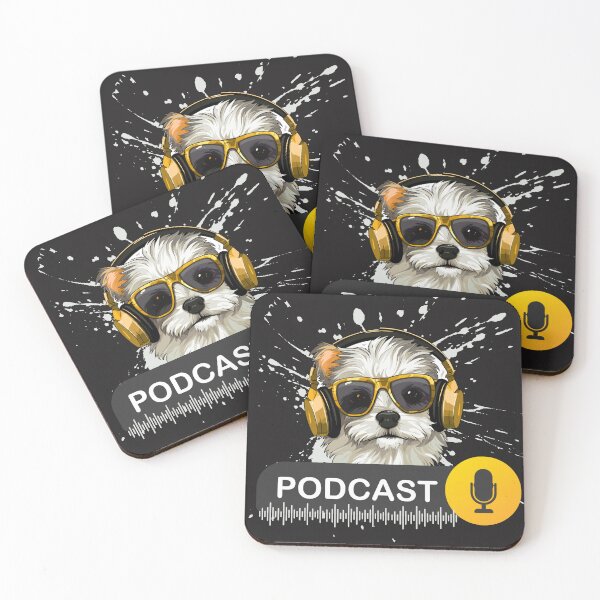 Item preview, Cool Dog Podcast Listener Design - Hipster Pup with Headphones designed and sold by alkareem-ca.