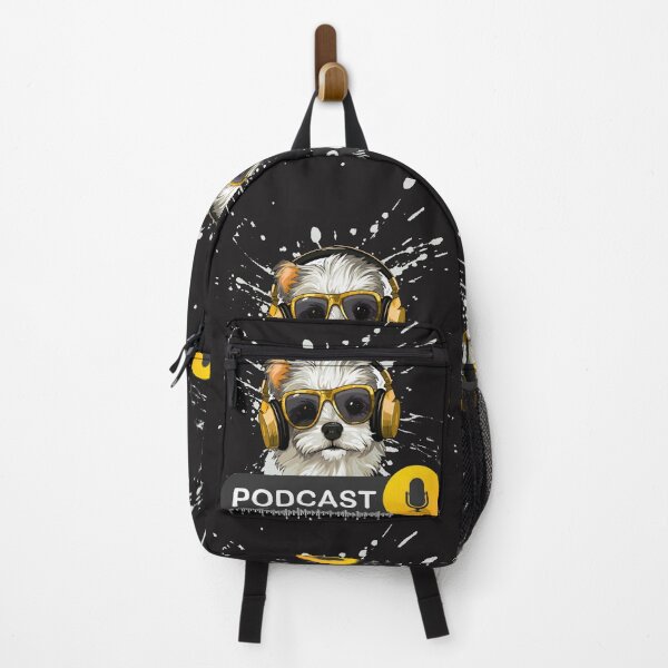 Item preview, Cool Dog Podcast Listener Design - Hipster Pup with Headphones designed and sold by alkareem-ca.