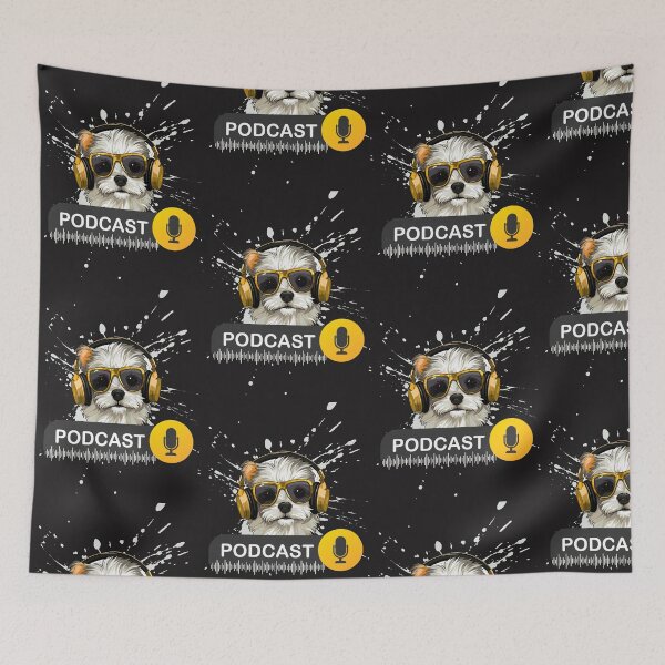 Item preview, Cool Dog Podcast Listener Design - Hipster Pup with Headphones designed and sold by alkareem-ca.