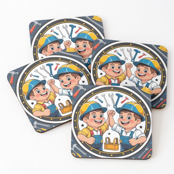 Item preview, Construction Engineer Father and Son - Cute Heartwarming Cartoon Design Art V3 | Matching Dad & Son Gift designed and sold by mimicrafts516.