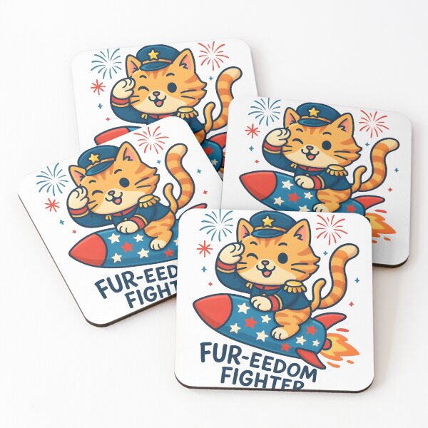 Item preview, Fur-eedom Fighter - Cute Patriotic Cat Rocket 4th of July Design designed and sold by Style-Sense.