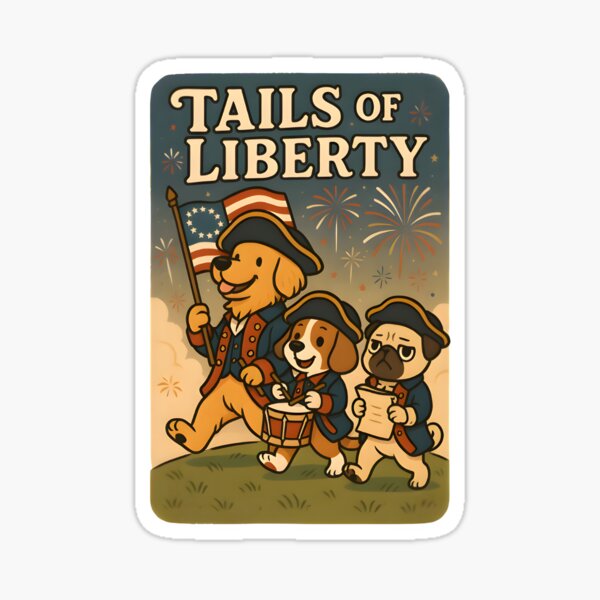 Item preview, Tails of Liberty - Funny Revolutionary Dogs Patriotic 4th of July Design designed and sold by Style-Sense.