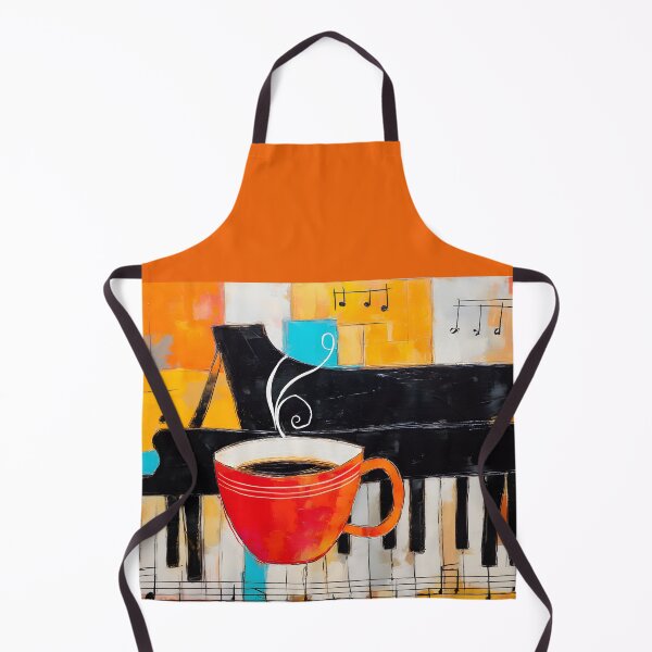 Item preview, Whimsical Coffee and Piano Melody - Vibrant Red Cup with Musical Notes and Bold Colorful Blocks designed and sold by OlfactoART Studio.