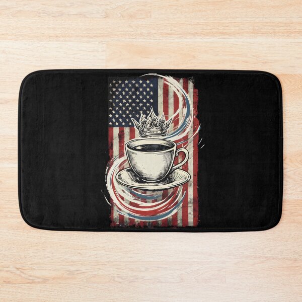 Item preview, Coffee cup wearing a crown on USA flag designed and sold by DemureArtsy.