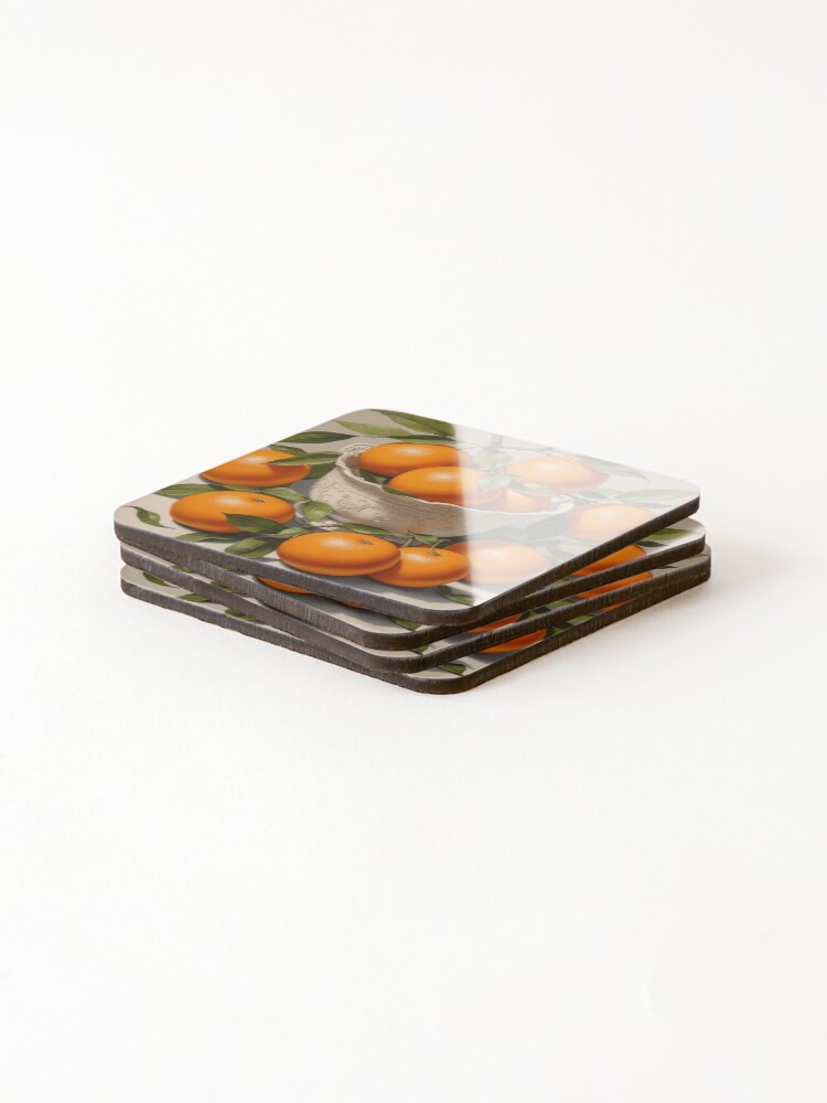 Thumbnail 4 of 5, Coasters (Set of 4), Fresh oranges designed and sold by Rislam.