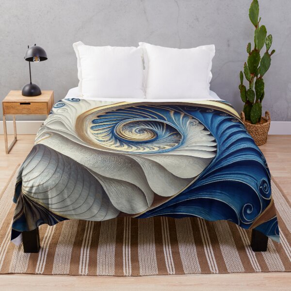 Item preview, Abstract Spiral  Blue White Gold Fibonacci Art 77 designed and sold by Vicky Brago-Mitchell®.