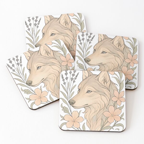 Item preview, Elegant Wolf Illustration with Botanical Floral Frame – Vintage Nature Art designed and sold by Amr Qadi.