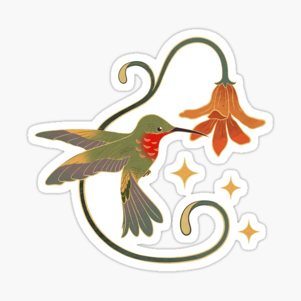 Item preview, Vintage Hummingbird & Flower – Whimsical Nature designed and sold by designsbyerza.