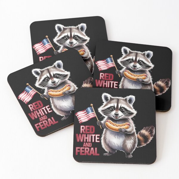 Item preview, Red White And Feral And Free Raccoon designed and sold by KateLeap.