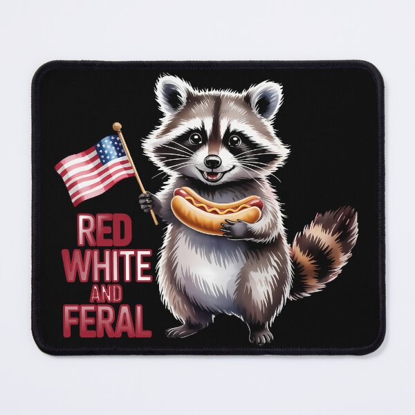 Item preview, Red White And Feral And Free Raccoon designed and sold by KateLeap.