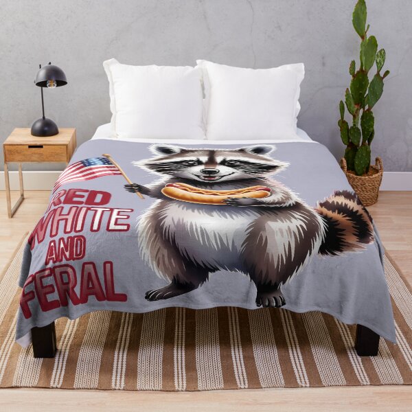 Item preview, Red White And Feral And Free Raccoon designed and sold by KateLeap.