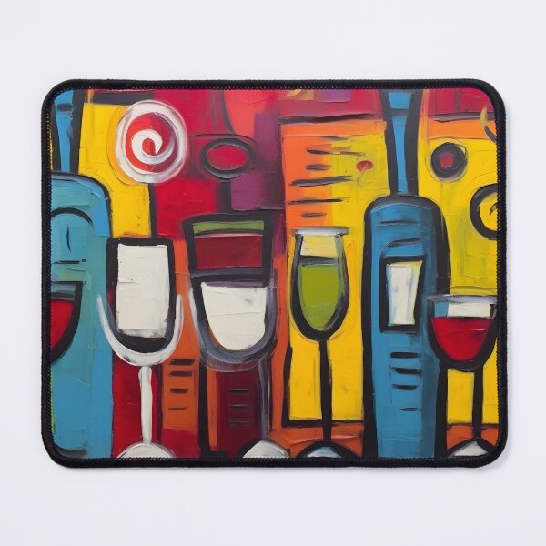 Item preview, Playful Abstract Bar Art in Fauvism- Colorful Cocktail Glasses and Bottles with Bold Geometric Background designed and sold by OlfactoART Studio.