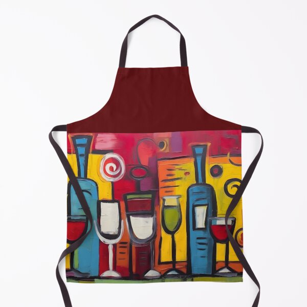 Item preview, Playful Abstract Bar Art in Fauvism- Colorful Cocktail Glasses and Bottles with Bold Geometric Background designed and sold by OlfactoART Studio.