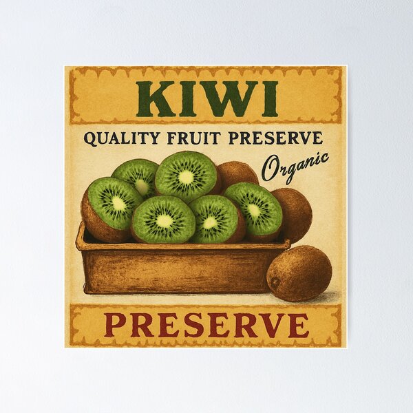 Item preview, Retro Kiwi Fruit Sticker Label designed and sold by Wordsmith-Wear.