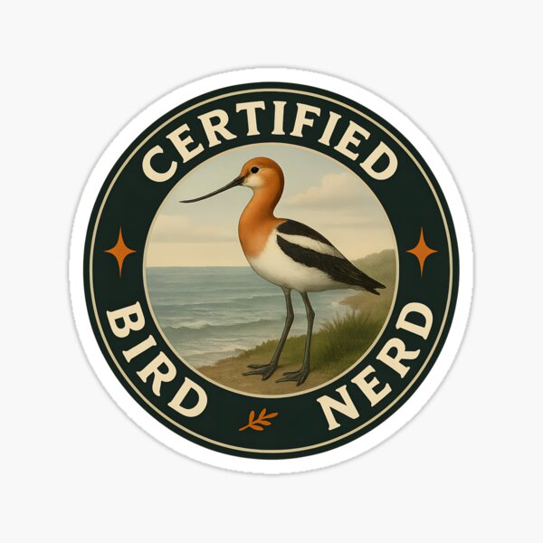 Artikel-Vorschau von Zertifizierter Vogel-Nerd – Amerikanischer Säbelschnäbler Vintage-Abzeichen, designt und verkauft von Brainy Bird's Place.