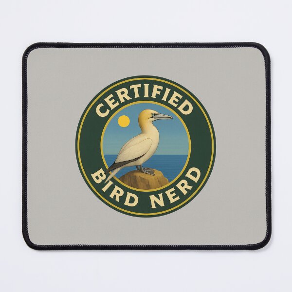 Item preview, Certified Bird Nerd – Northern Gannet Vintage Badge designed and sold by Brainy Bird's Place.