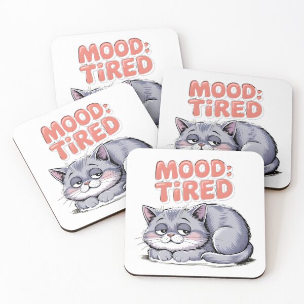 Item preview, Funny Lazy Cat T-Shirt – Mood Tired Cute Sleepy Kitty Tee designed and sold by HiddenHorisons.