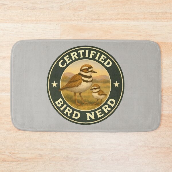Item preview, Certified Bird Nerd – Killdeer with Chick Vintage Badge designed and sold by Brainy Bird's Place.