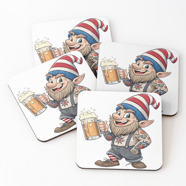 Item preview, Gnome with Tattoos Holding Beer on Transparent Background PNG File designed and sold by Marimurmurprint.