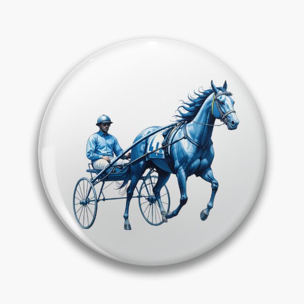 Item preview, Dynamic blue racing horse with driver in sulky on a transparent background PNG image for sports action designed and sold by Marimurmurprint.