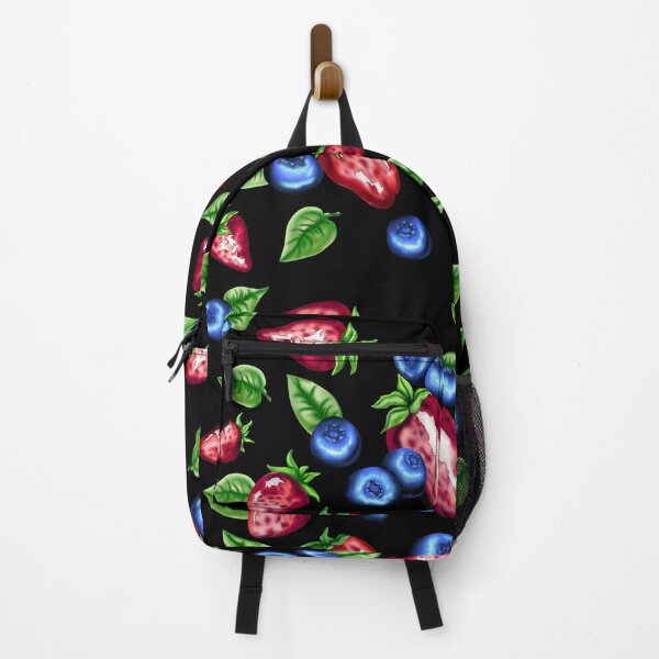 Item preview, Fresh strawberries and blueberries surrounded by numerous leaves designed and sold by katecheerycake.