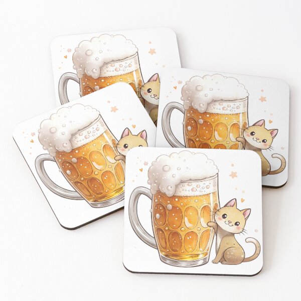 Item preview, Cute cat next to large beer mug with frothy head on a transparent background PNG image designed and sold by Marimurmurprint.