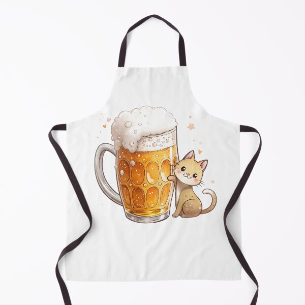 Item preview, Cute cat next to large beer mug with frothy head on a transparent background PNG image designed and sold by Marimurmurprint.