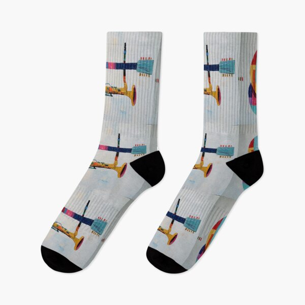 Item preview, Colorful Abstract Fusion of Guitar and Saxophone with Bold Geometric Patterns and Vibrant Hues designed and sold by OlfactoART Studio.