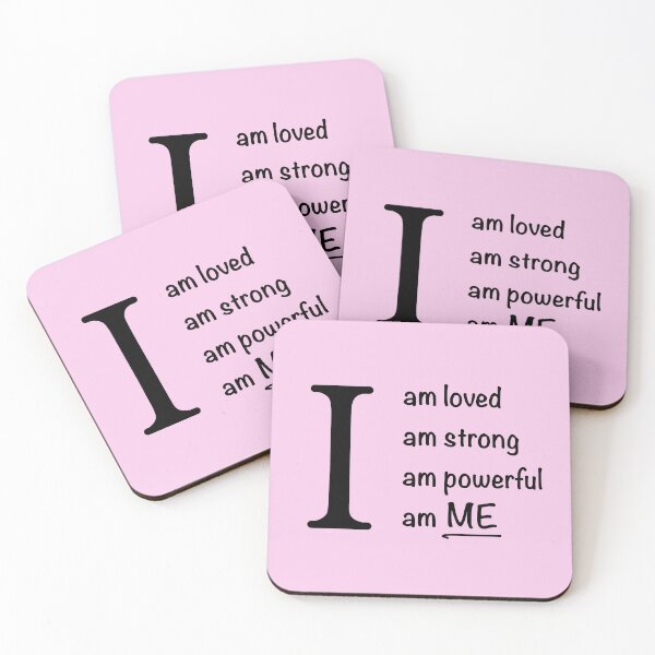 Item preview, I am... loved, strong, powerful, ME. Pink Back designed and sold by ClearAndHappy.