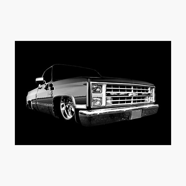 Chevy Silverado Square Body Pickup 3 Black Photographic Print By Mal Photography Redbubble