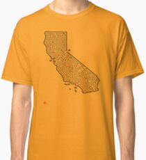 CALIFORNIA Maze Print | Hand-Drawn Design | San Francisco to Lake Tahoe Classic T-Shirt