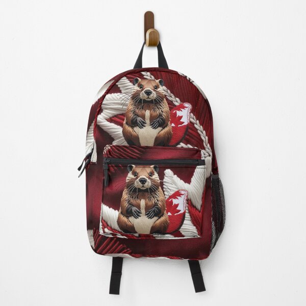 Item preview, Embroidered Beaver with Canadian Flag Tail  Cute Wildlife Patch Design designed and sold by ArtDesignTp.