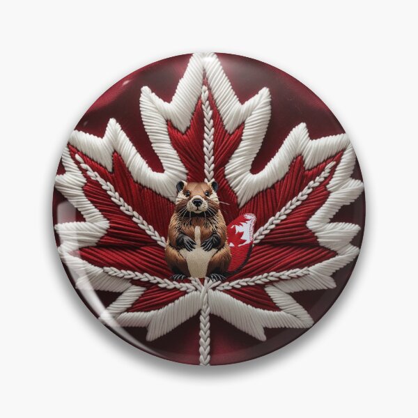 Item preview, Embroidered Beaver with Canadian Flag Tail  Cute Wildlife Patch Design designed and sold by ArtDesignTp.