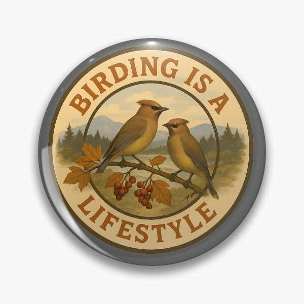 Item preview, Birding Is a Lifestyle – Cedar Waxwings in Vintage Autumn Design designed and sold by Brainy Bird's Place.