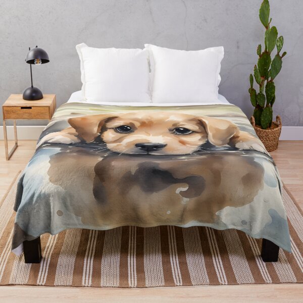 Aperçu de l'œuvre Chiot mignon dans une flaque d'eau créée et vendue par CalmnessbyChoice.